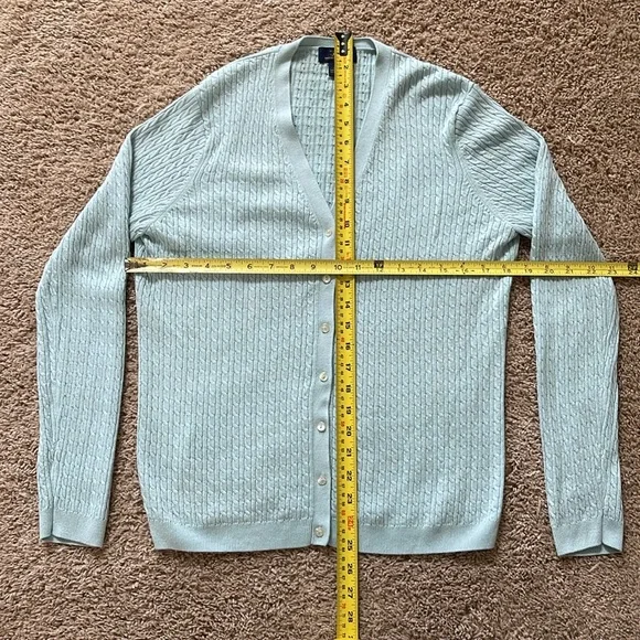 Brooks Bothers silk & cashmere sweater & cardigan set, light aqua - Picture 5 of 9